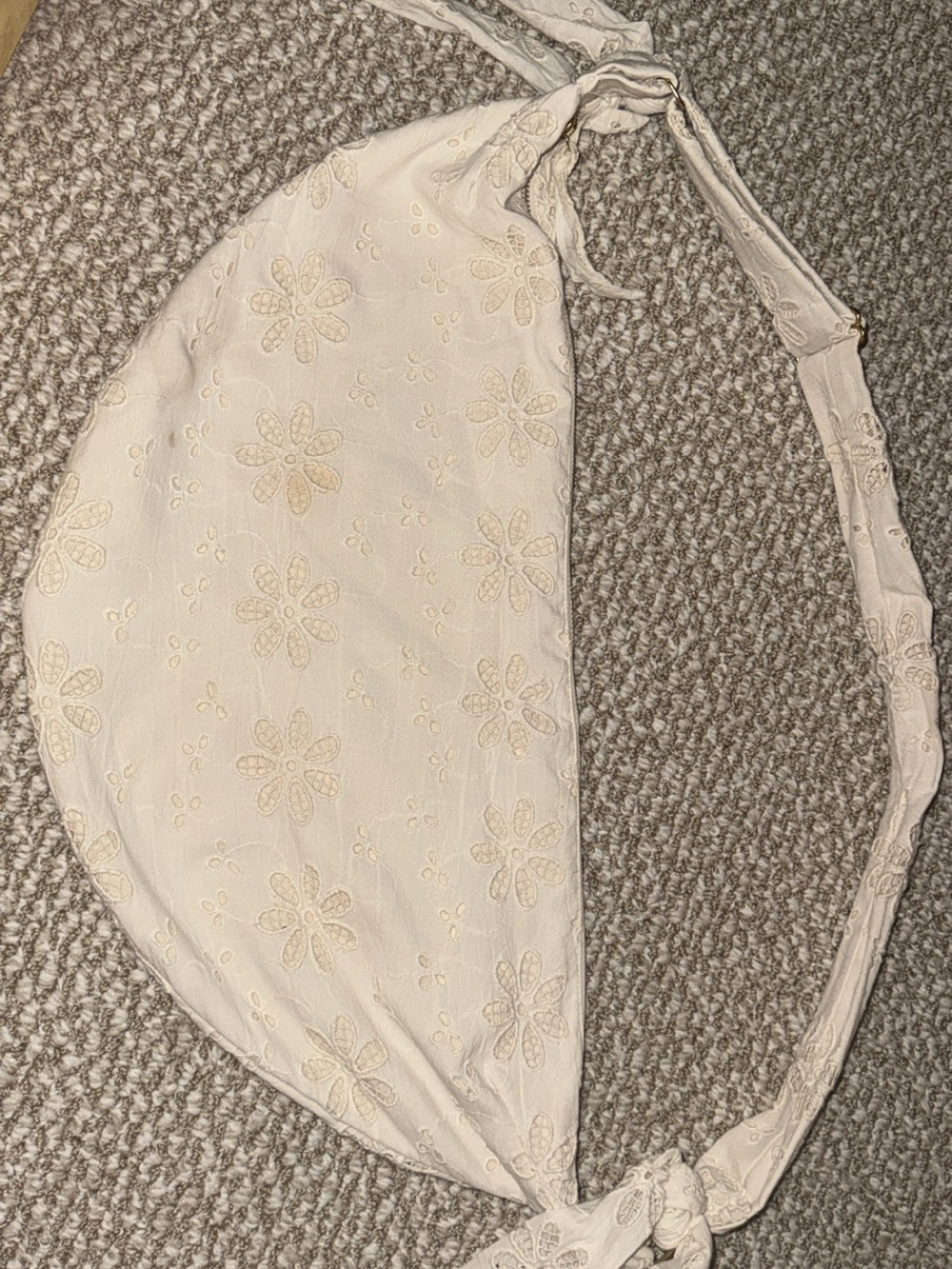 American Eagle Outfitters Cream Floral Embroidered Hobo Bag